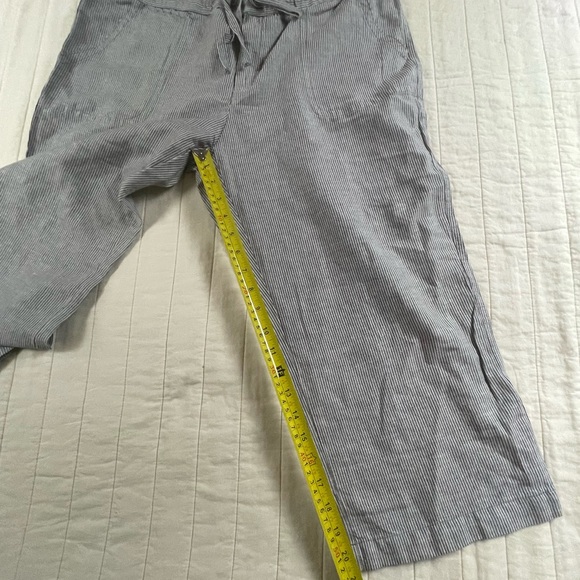 Liz Claiborne Linen Cotton Classic Striped Gray Capri Pants Large - Picture 5 of 13
